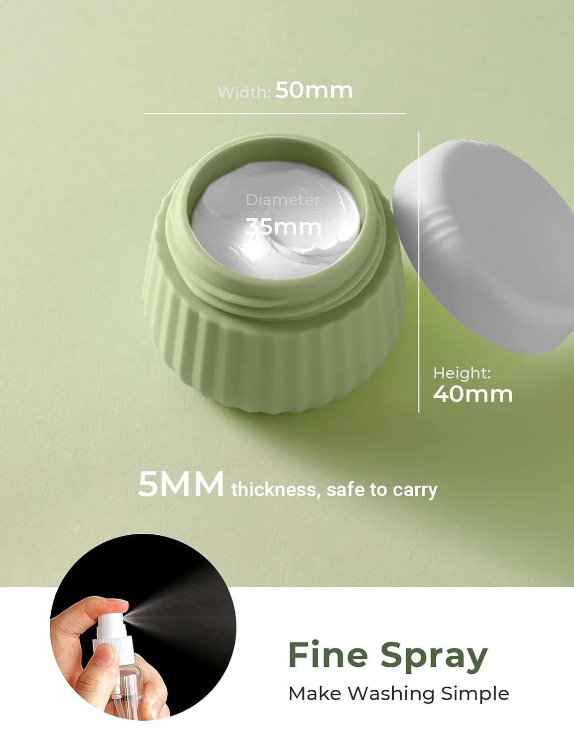 Detalle de Yiorxu Reiseflaschen zum Befüllen (9-teilig) mit 90 ml + 30 ml Silikon-Behältern und TSA-Handgepäck-Set