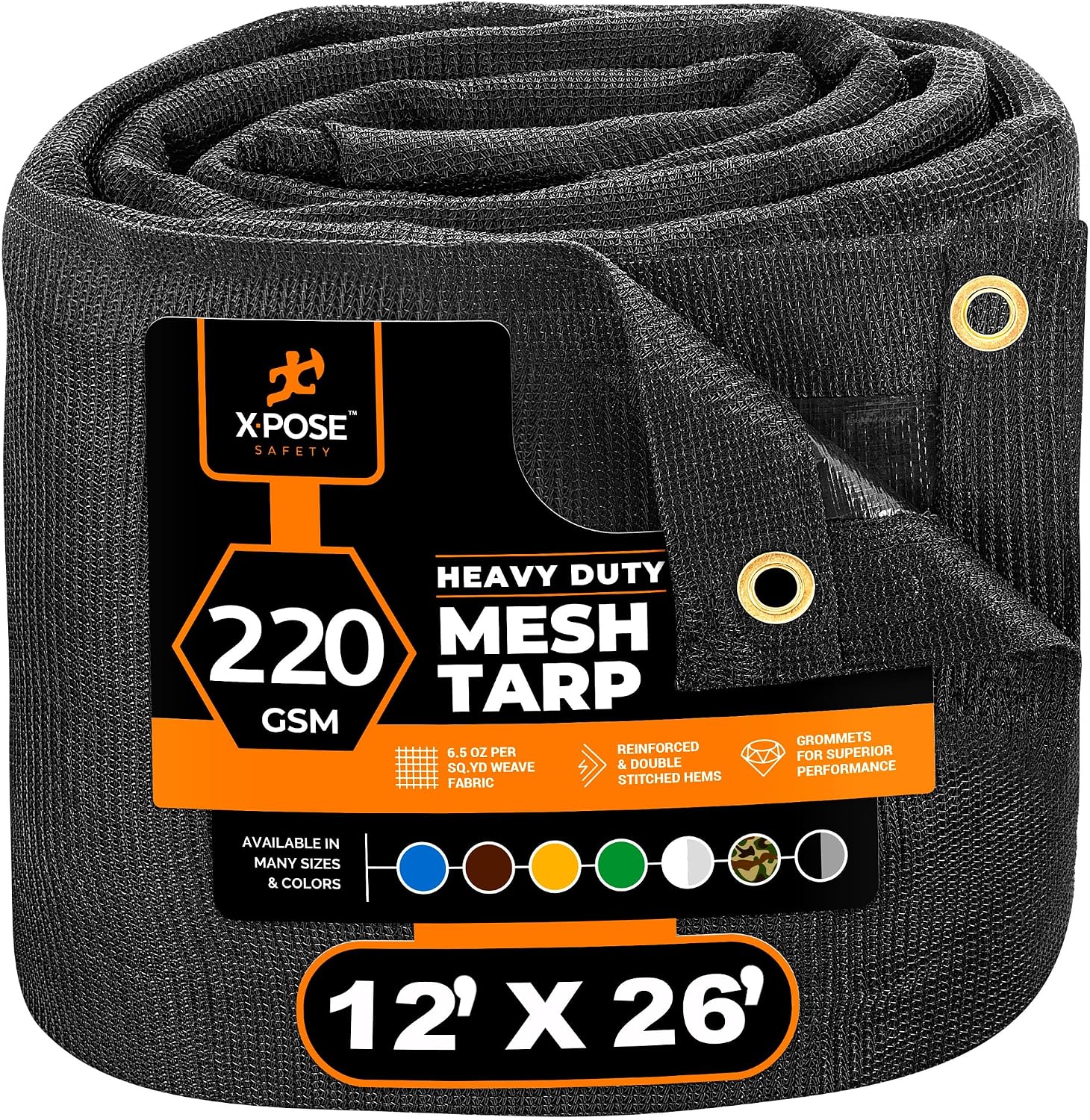 Xpose Safety Heavy Duty Mesh Tarp – 12’ x 26’ Mesh Cover for Shade, Protection, and More