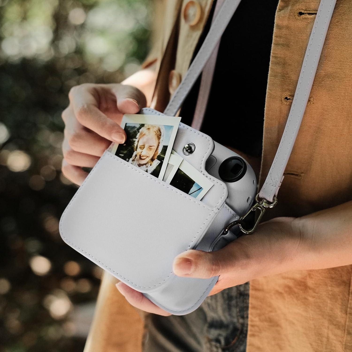 Thumbnail 5 de Rieibi Camera Case for Fuji Instax Mini 12 (White) – Crafted Fit with Front Panel, Strap and Back Pocket