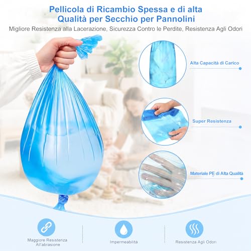 Thumbnail 1 de Cubtem 15 pezzi Sacchetti Ricambio per Secchi Pannolini, 4,5 m / 26 cm - Addensata, 7 strati anti-odore