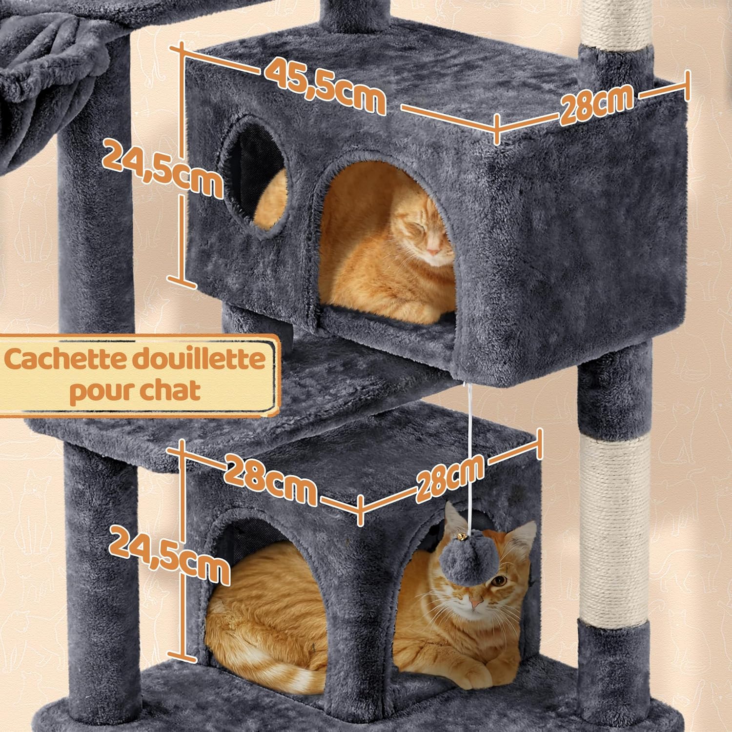 Thumbnail 4 de Yaheetech Arbre à Chat Multiniveau 145 cm Gris