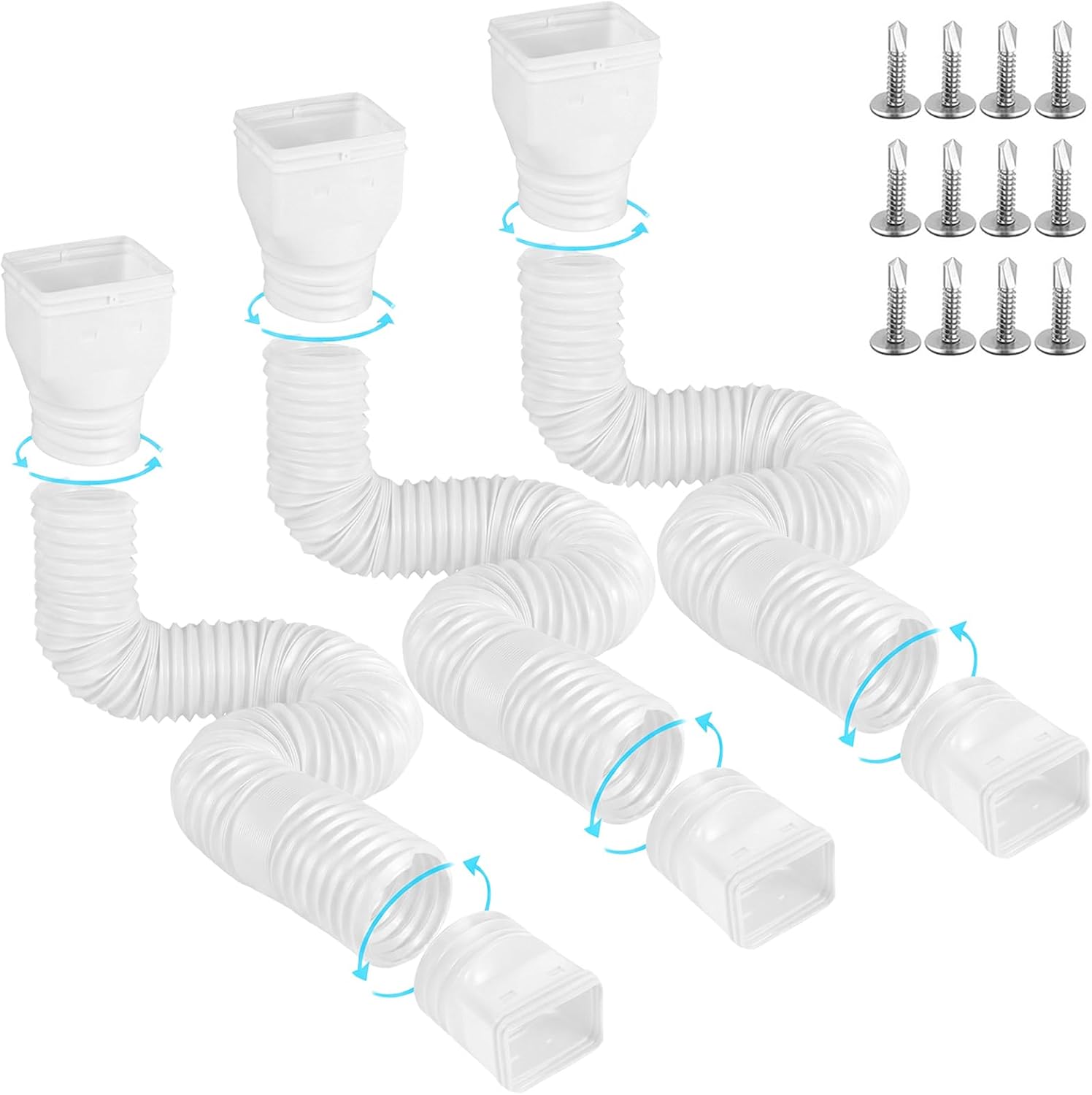 Detalle de Gutterlix Flexible Gutter Downspout Extensions, 3-Pack, 21–67 in. PE