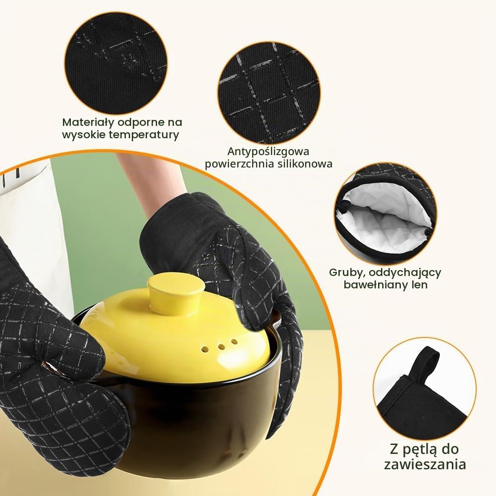 Detalle de AUAUY M1-3507156 – rękawice kuchenne i łapki, silikon, ochrona do 230°C