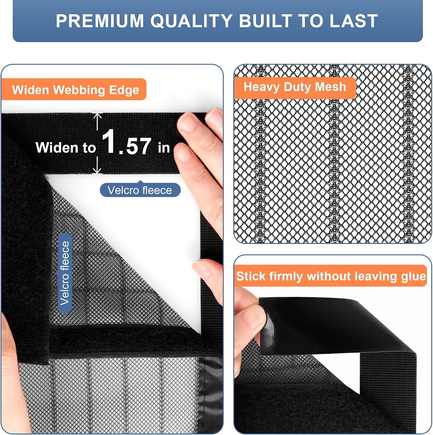 Detalle 2 de METAONLY Magnetic Screen Door Mesh, Fits 36" x 80" Doors, Black