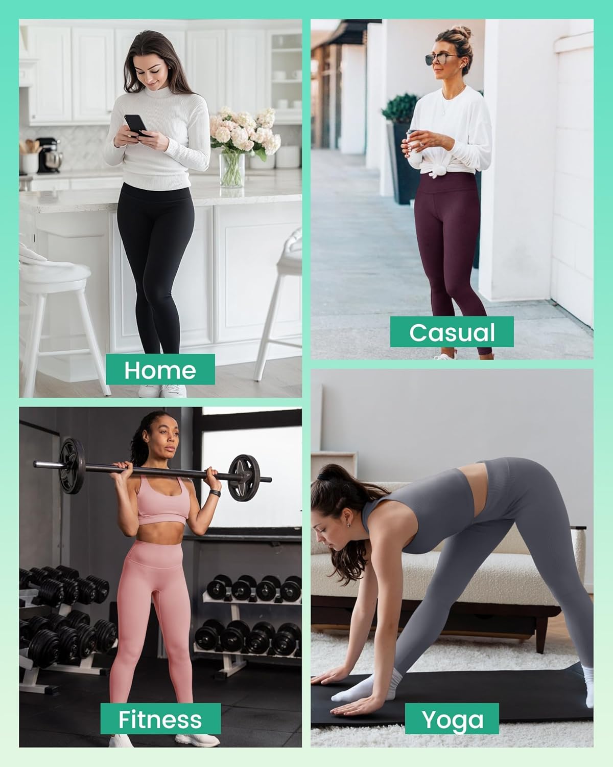 Thumbnail 4 de TNNZEET 3-Pack Women’s Tummy Control High-Waisted Leggings with Pockets (Black)