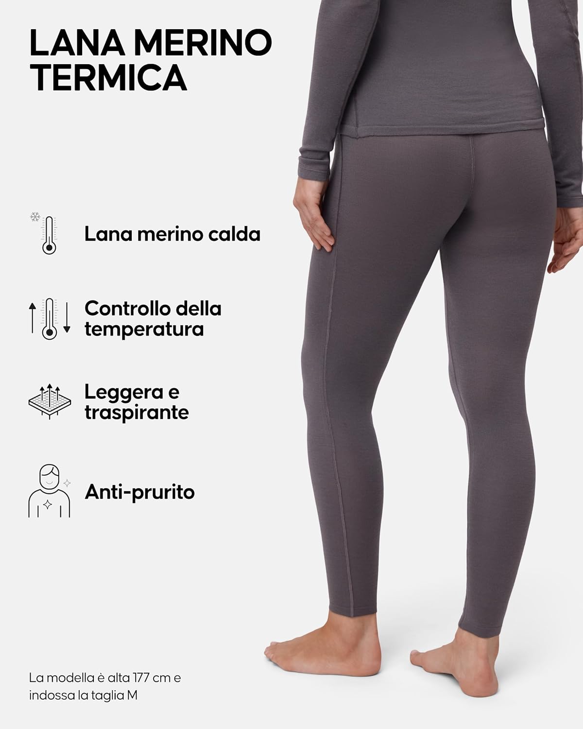 Thumbnail 2 de DANISH ENDURANCE Leggings Donna in Lana Merino 180 g/m² – Pantaloni Termici per Sci e Outdoor