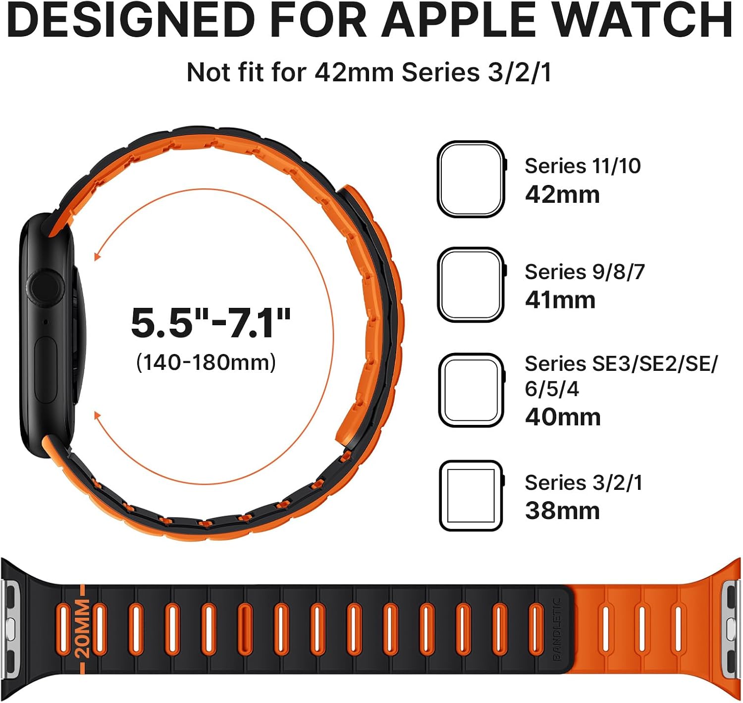 Thumbnail 4 de Bandletic Double Sided Reversible Silicone Strap for Apple Watch (40–46mm) – Magnetic, Breathable and Easy to Swap