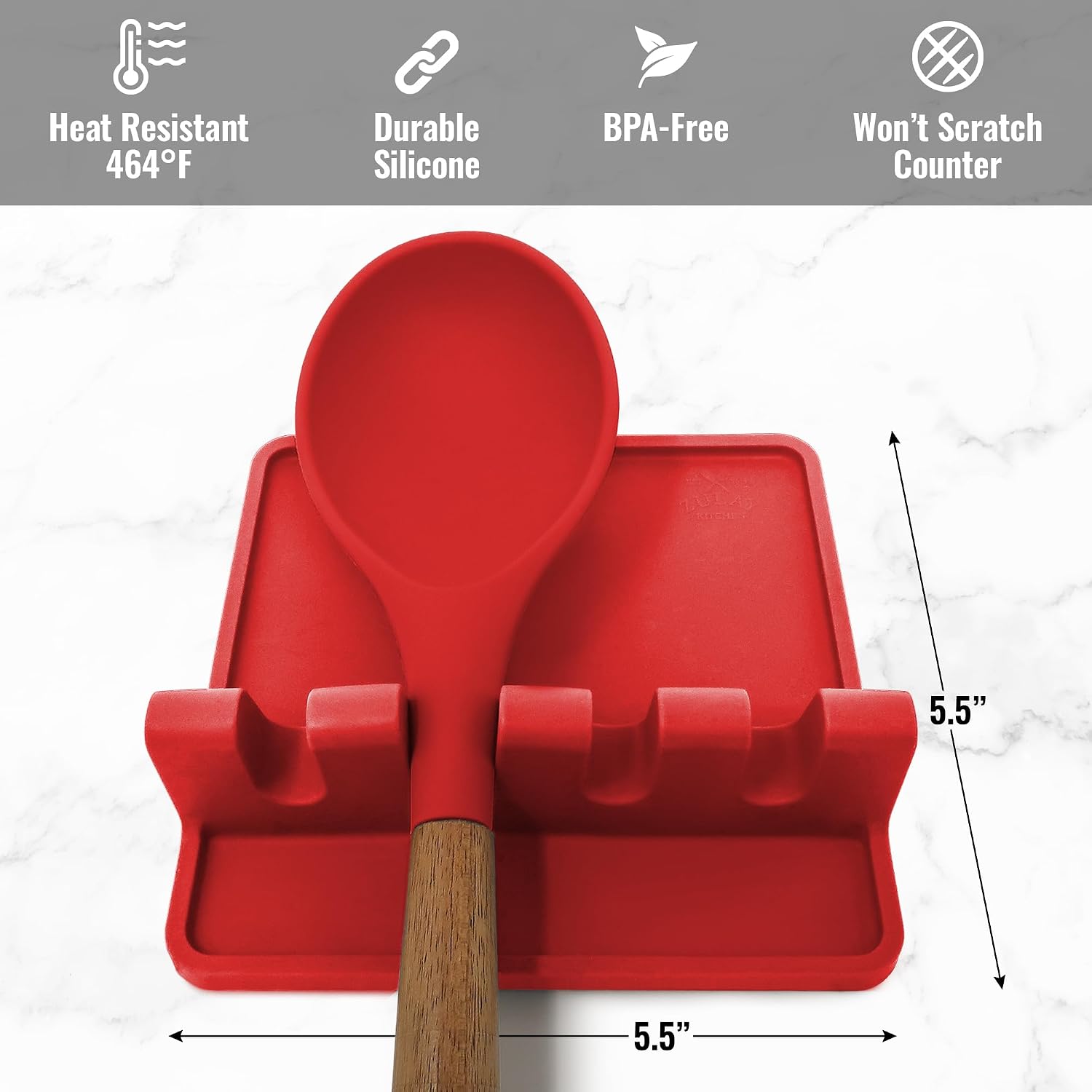 Detalle de Zulay Kitchen Silicone Spoon Rest, Red