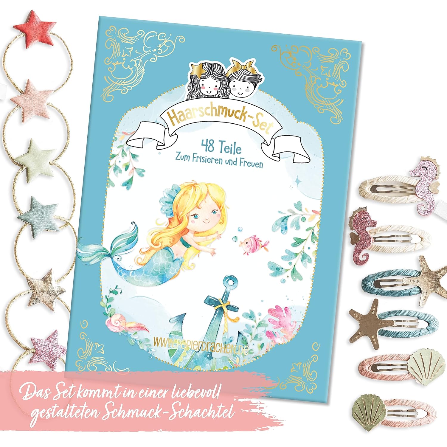 Detalle 2 de Papierdrachen Haaraccessoires 48er Set Kinder