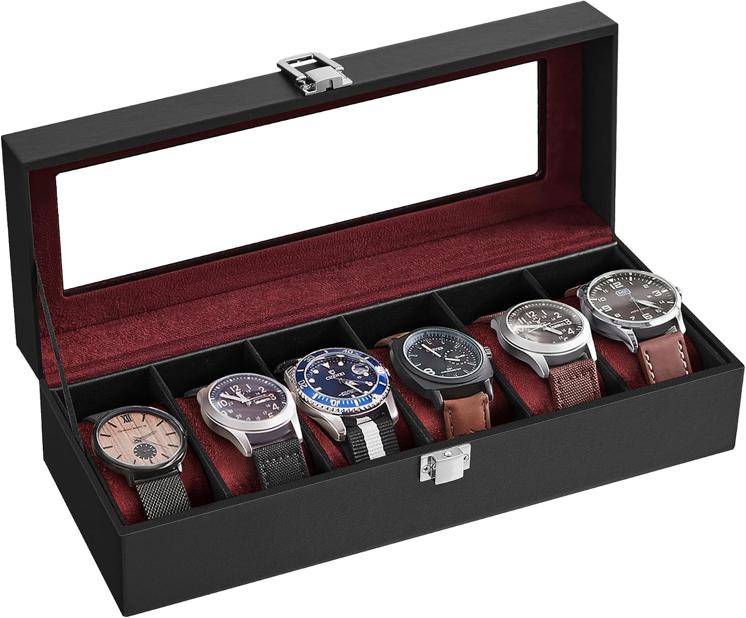 Detalle de SONGMICS JWB006R01 caja para 6 relojes