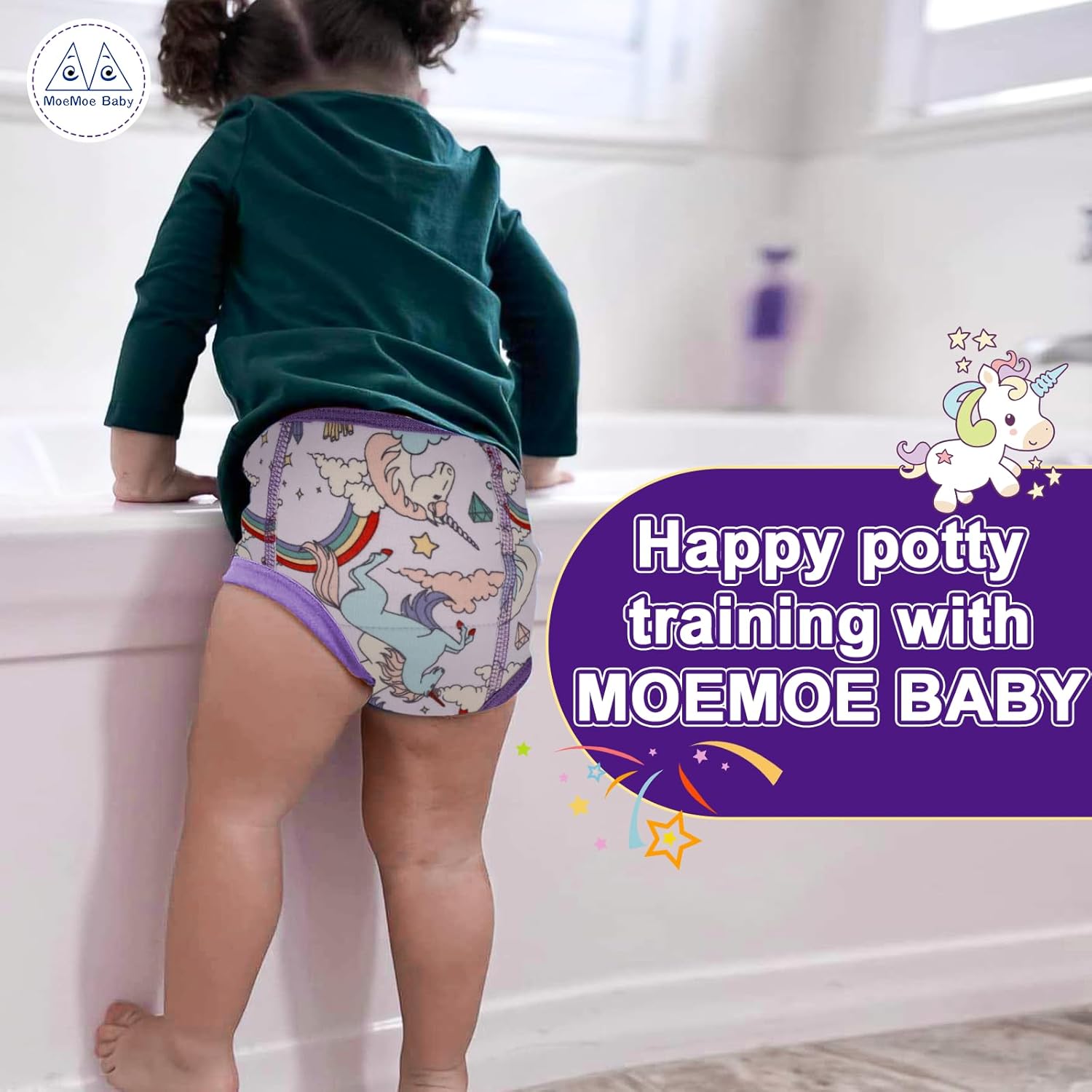 Thumbnail 1 de MOEMOE BABY Purple Unicorn 10 Pack Training Underwear for toddlers (4 Years) – 100% Cotton, Reusable Potty Training Pants