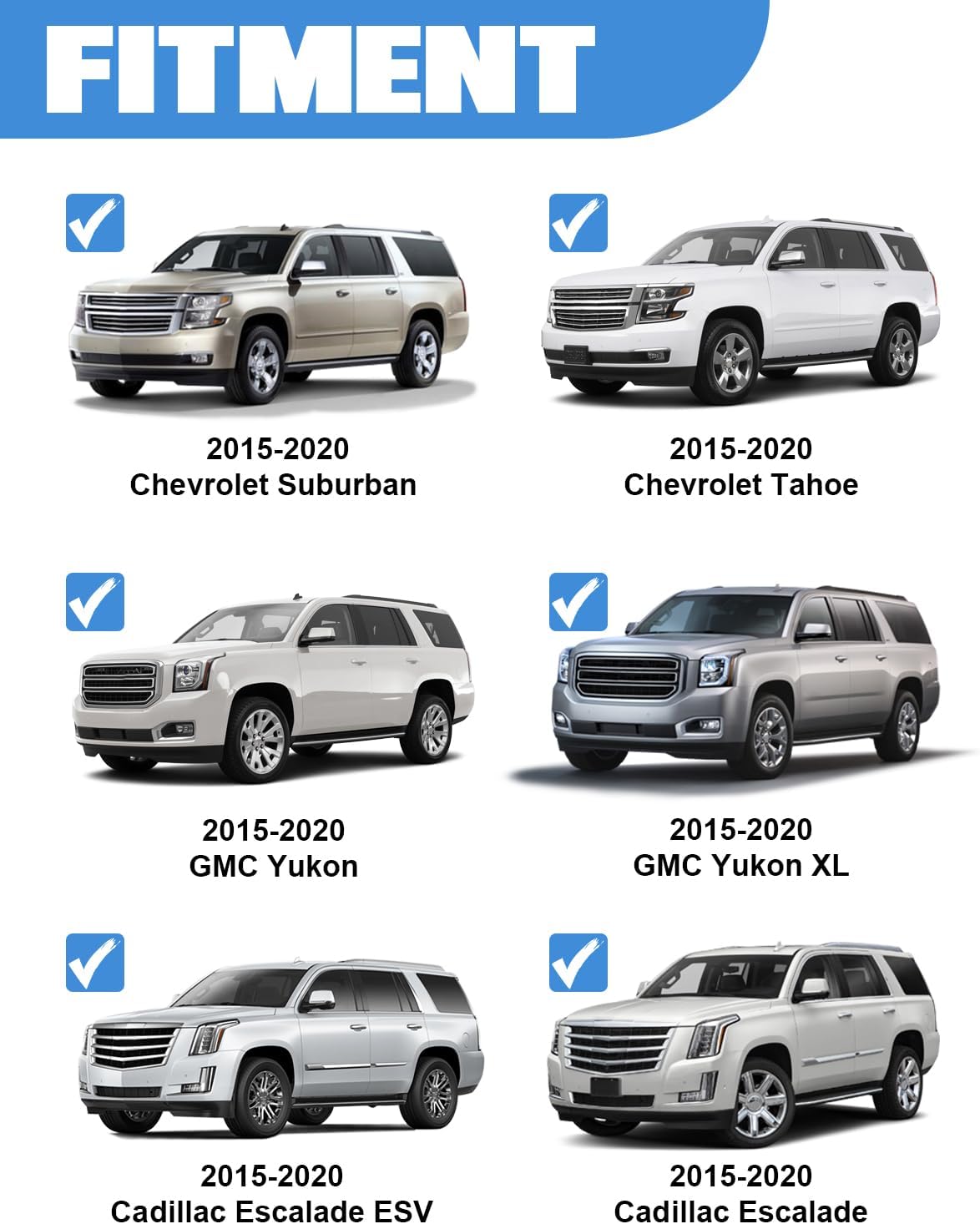 Thumbnail 1 de Fengyu Max 220lb Heavy Duty Roof Rack Cross Bars for 2015-2020 Chevrolet Tahoe/Suburban, GMC Yukon XL, Cadillac Escalade ESV – Aluminum Roof Rails