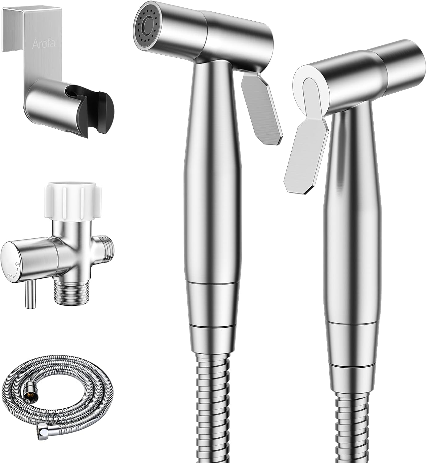 Detalle de Arofa Handheld Bidet Sprayer, Brushed Nickel, 2-Pack with Adjustable Spray