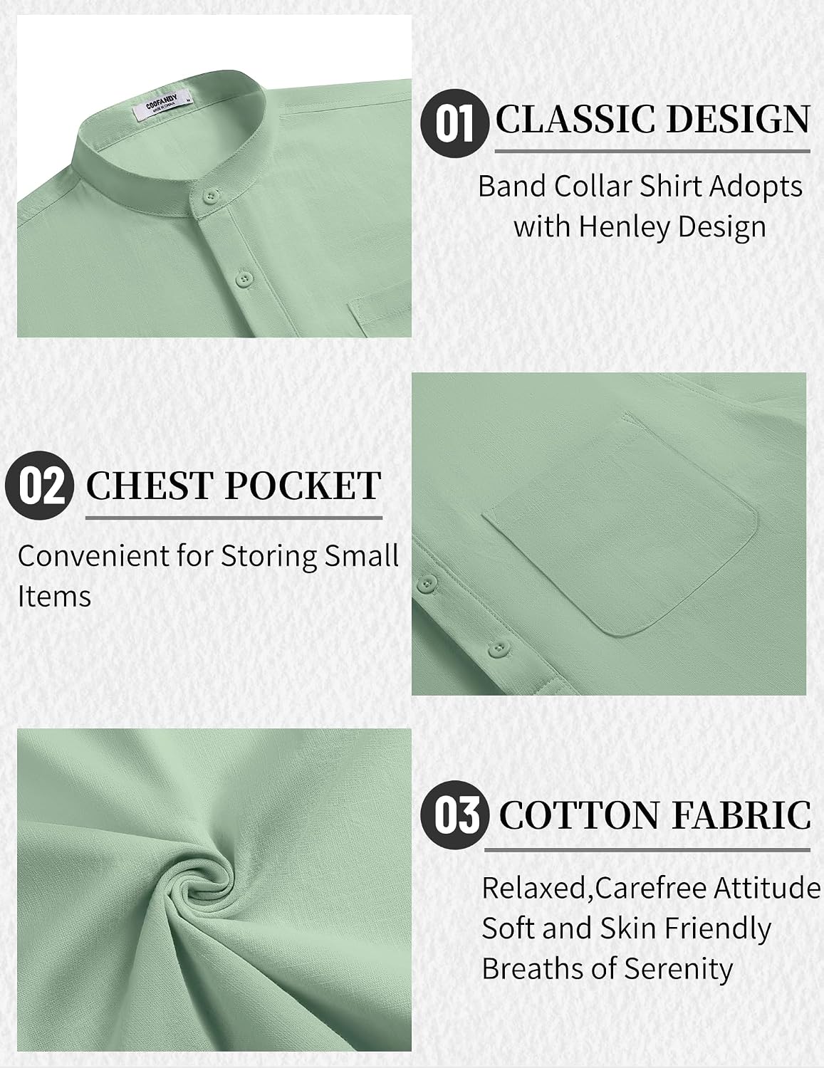 Detalle de COOFANDY Men's 2-Piece Cotton Linen Set: Casual Beachready Comfort, Short Sleeve Henley Shirt + Loose Pants