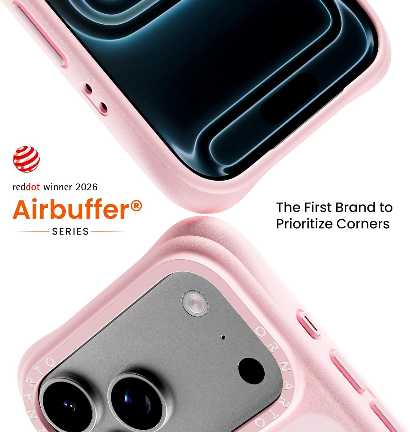 Detalle de ORNARTO Magnetic Case for iPhone 17 Pro Max – 20FT Military-Grade Protection, MagSafe Compatible, Chalk Pink