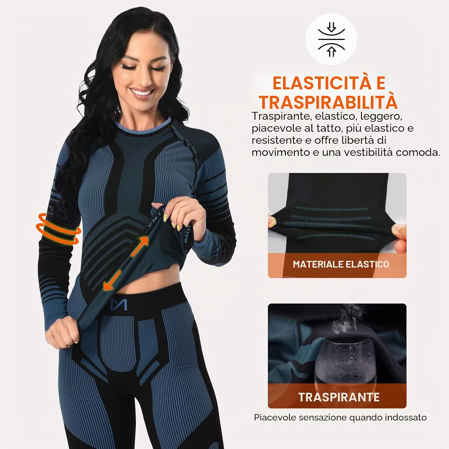 Detalle de MEETYOO Intimo Termico Donna Traspirante – Set Pantaloni e Maglia, Elastico e Asciugatura Rapida