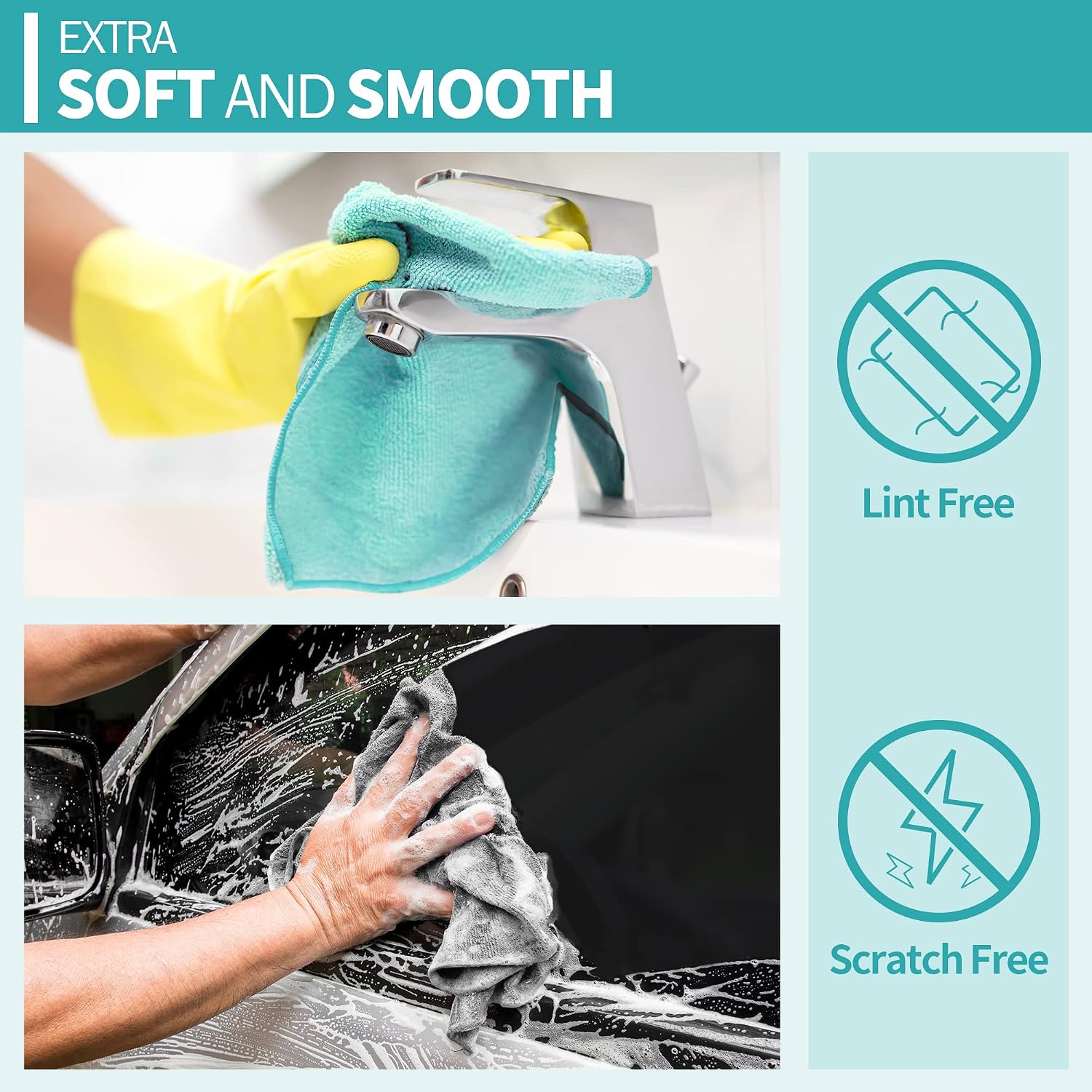 Detalle de HOMERHYME HR-01CL20PK Microfiber Cleaning Cloths, 20 Pack, 12 x 12 Inch