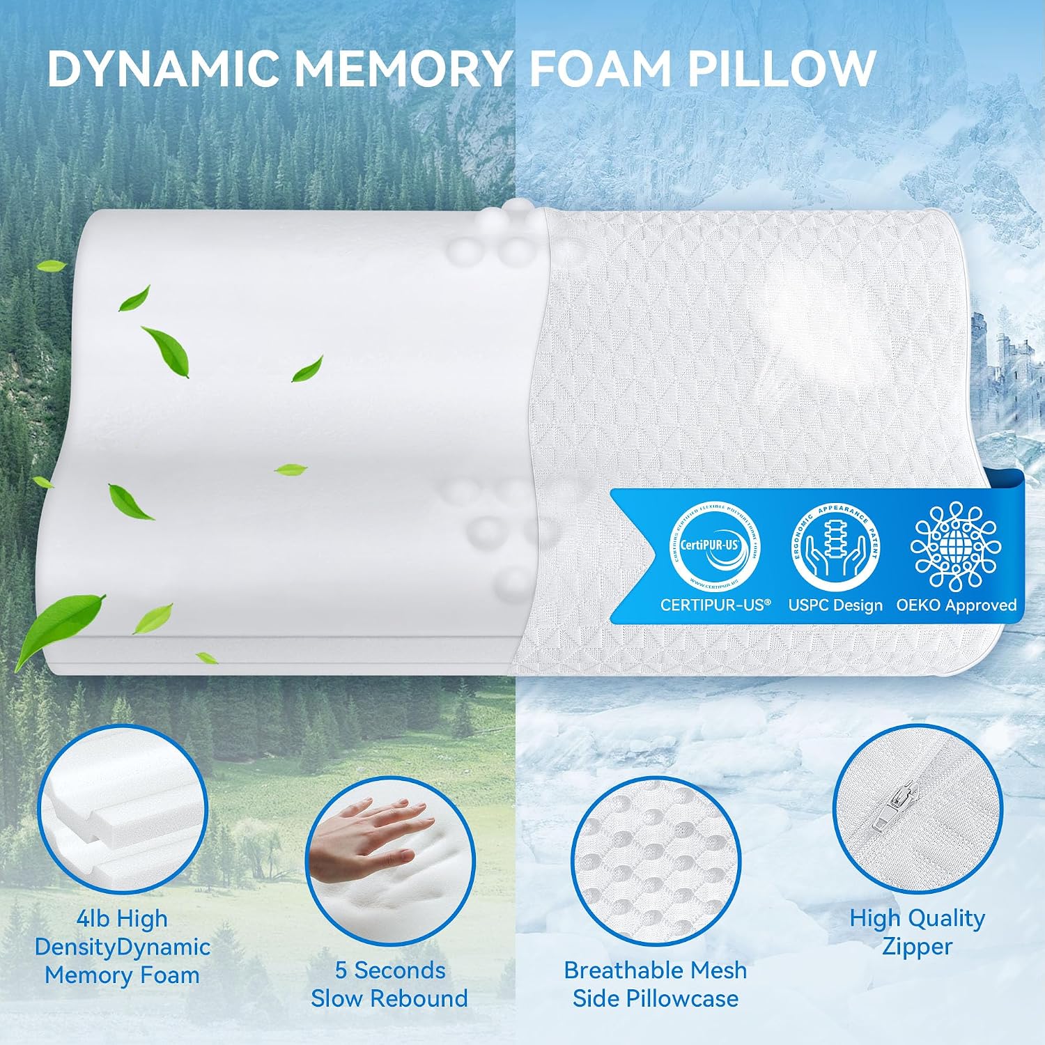 Thumbnail 3 de zibroges MH-JXZ004 Adjustable Memory Foam Cervical Pillow, Queen Size