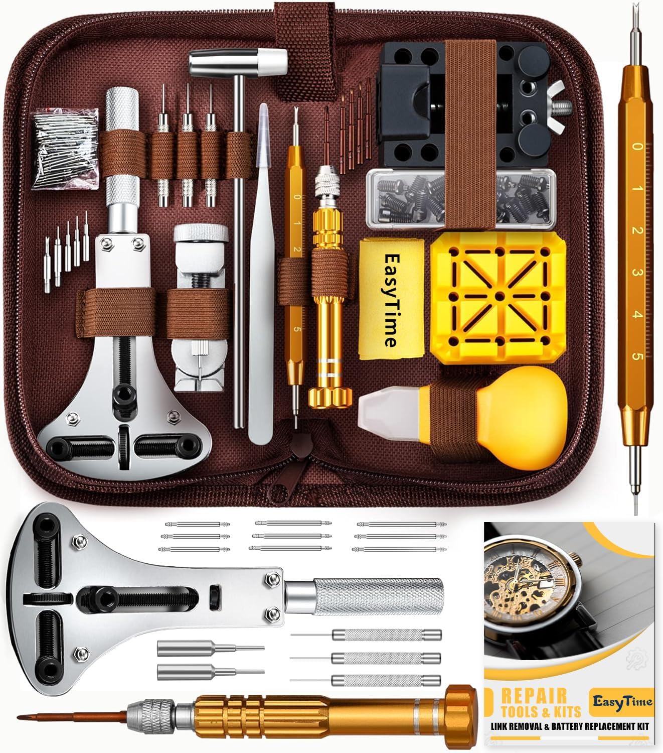 Detalle de EasyTime ETU-W149IN1-01 Watch Repair Kit, 149-Piece Set with Case Opener