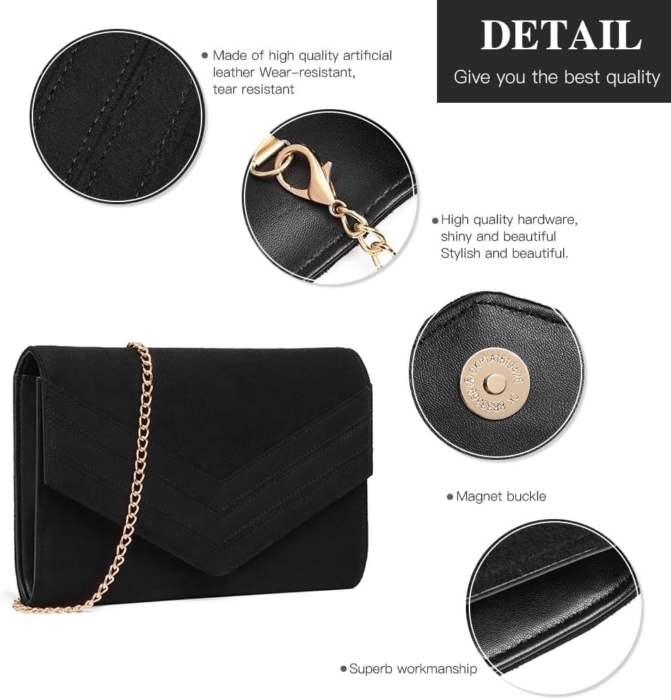 Thumbnail 2 de Miss Lulu Women's Clutch Evening Bag with Detachable Chain Strap