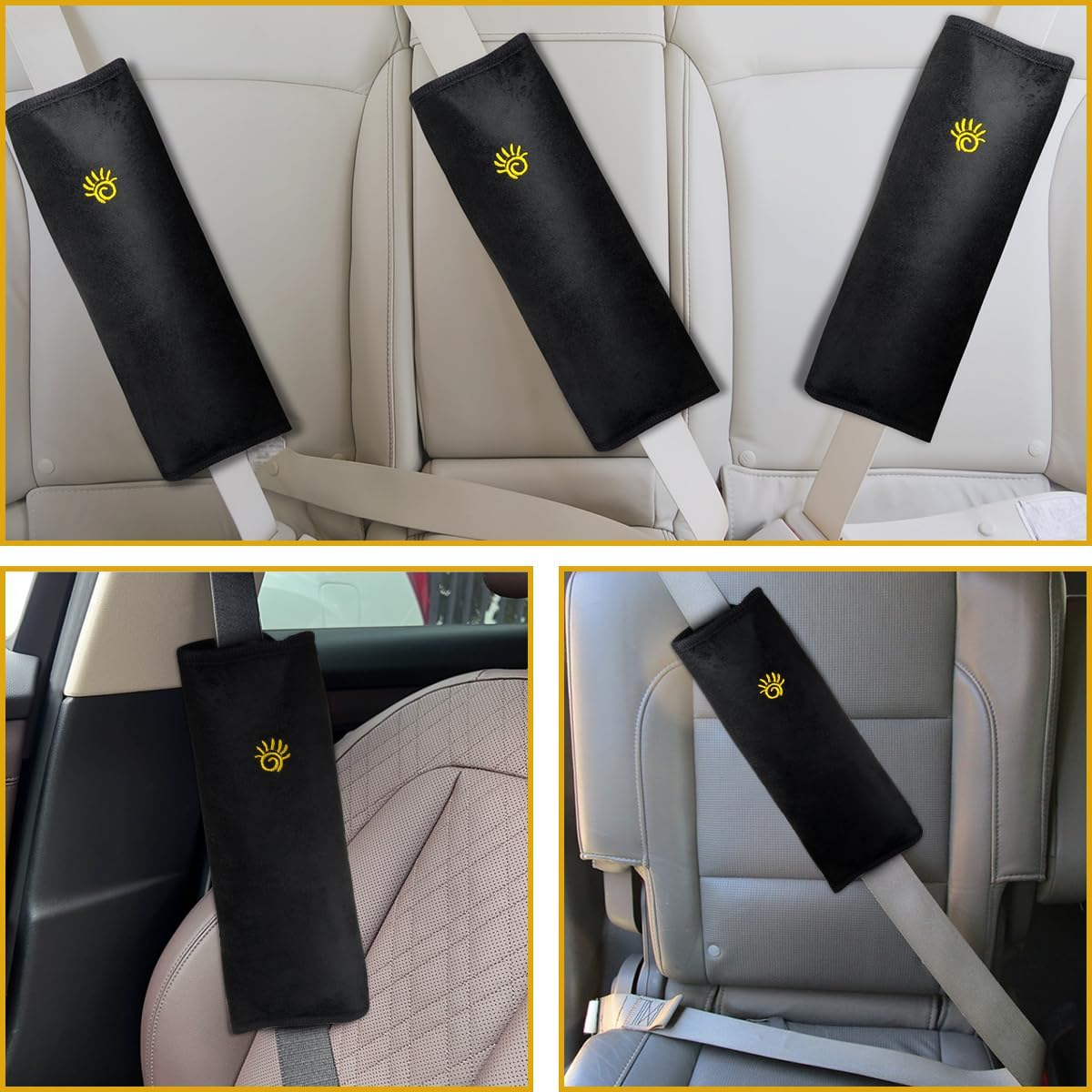 Detalle de URAQT imbottitura per cintura di sicurezza auto con cuscino per testa e collo (nero)