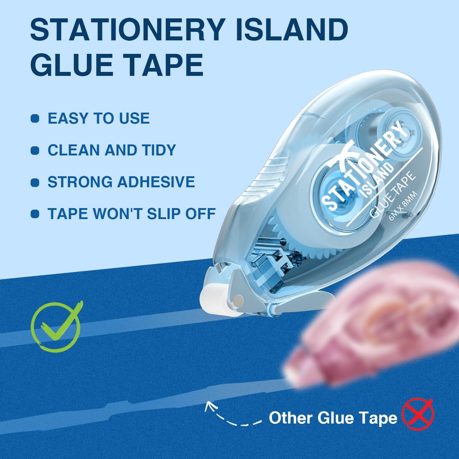 Thumbnail 1 de STATIONERY ISLAND 6er Kleberoller für Fotos – doppelseitig selbstklebend (6 m x 8 mm) mit Staubschutz