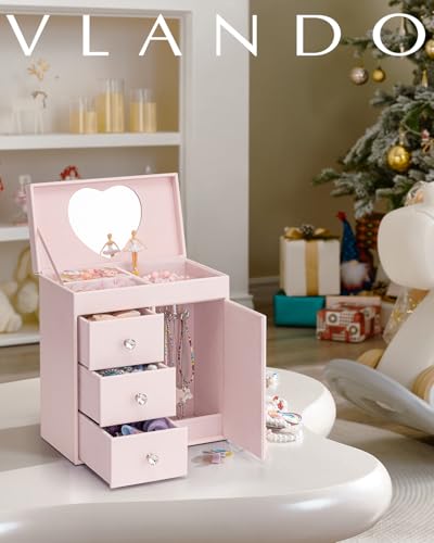 Detalle de VLANDO Boîte à bijoux fille avec boîte à musique – un cadeau élégant et fonctionnel