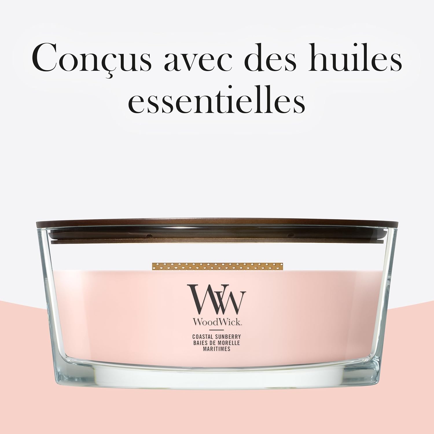 Detalle de WoodWick Bougie parfumée Ellipse – Baies de mor maritimes, édition cadeau pour femmes