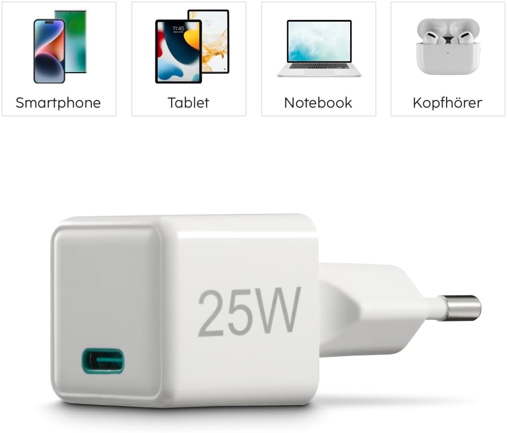Detalle 2 de Hama chargeur USB-C rapide 25 W (PD + QC 3.0) pour iPhone et Samsung, 1 port, blanc