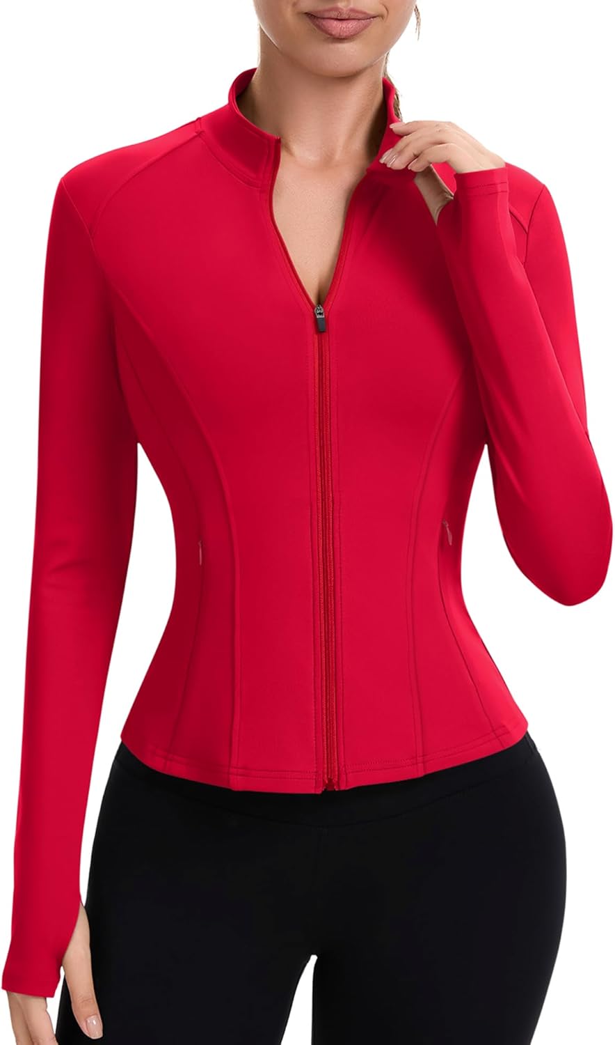 Thumbnail 6 de IECCP Damen Sportjacke Langarm Laufjacke – Funktionsshirt mit Reißverschluss, Taschen und Daumenlöchern