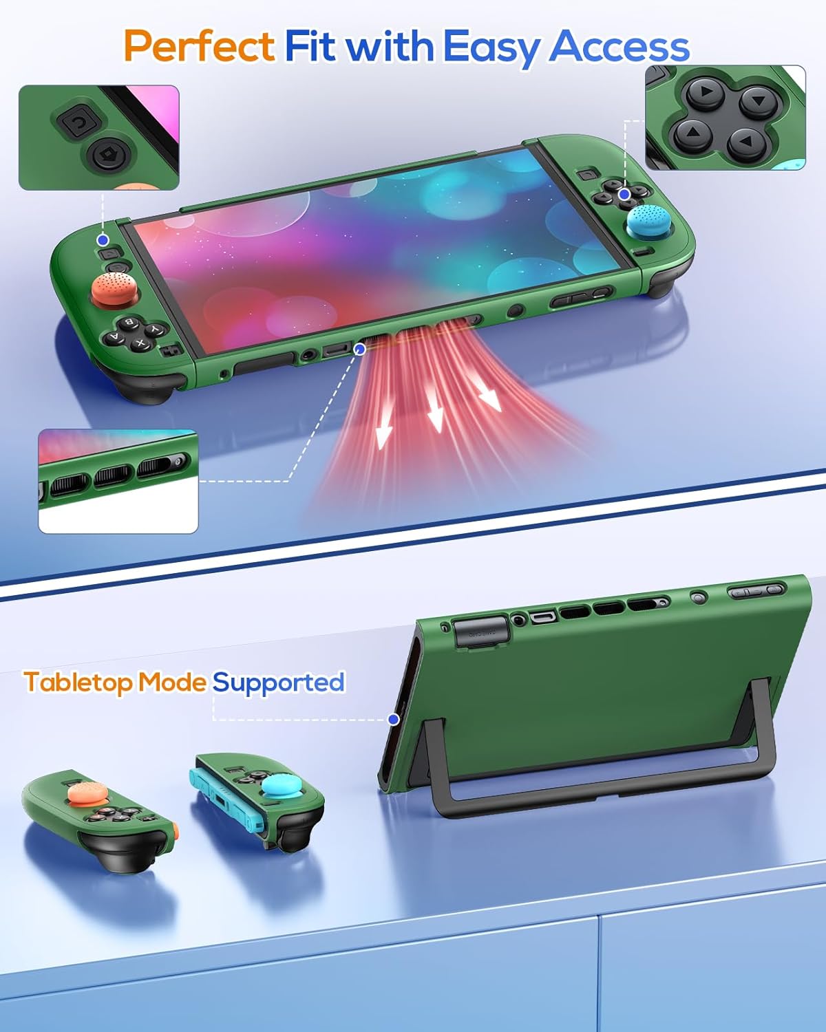 Detalle de FYOUNG Protective Case for Nintendo Switch 2 2025 – Slim Hard Shell with Screen Protectors and Grip Caps