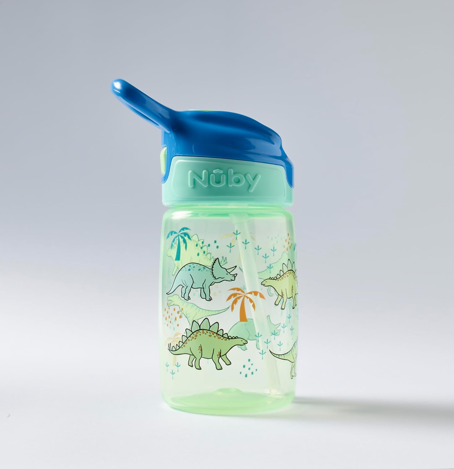 Detalle de Nuby Incredible Gulp Water Bottle - No Spill Active Toddler Sippy Cup (360ml) — Jurassic Edition, Pack of 2