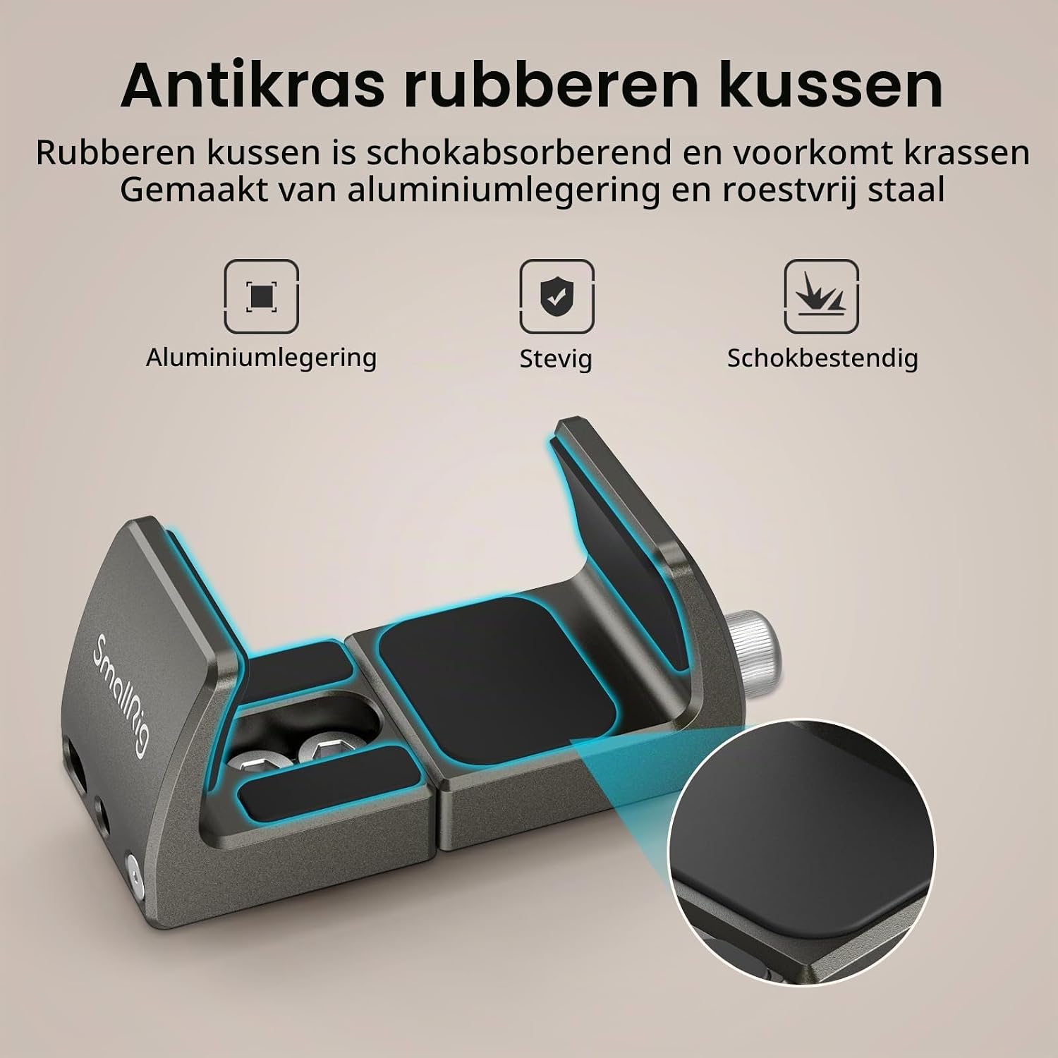Detalle de SMALLRIG 2790 powerbankhouder van aluminium voor camera- en telefoonrigs