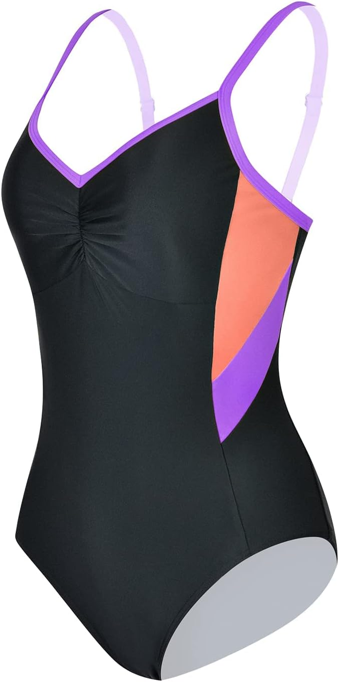 Detalle 2 de Veranobreeze Damen Sport-Badeanzug Racerback Schwarz mit UV-Schutz 50+