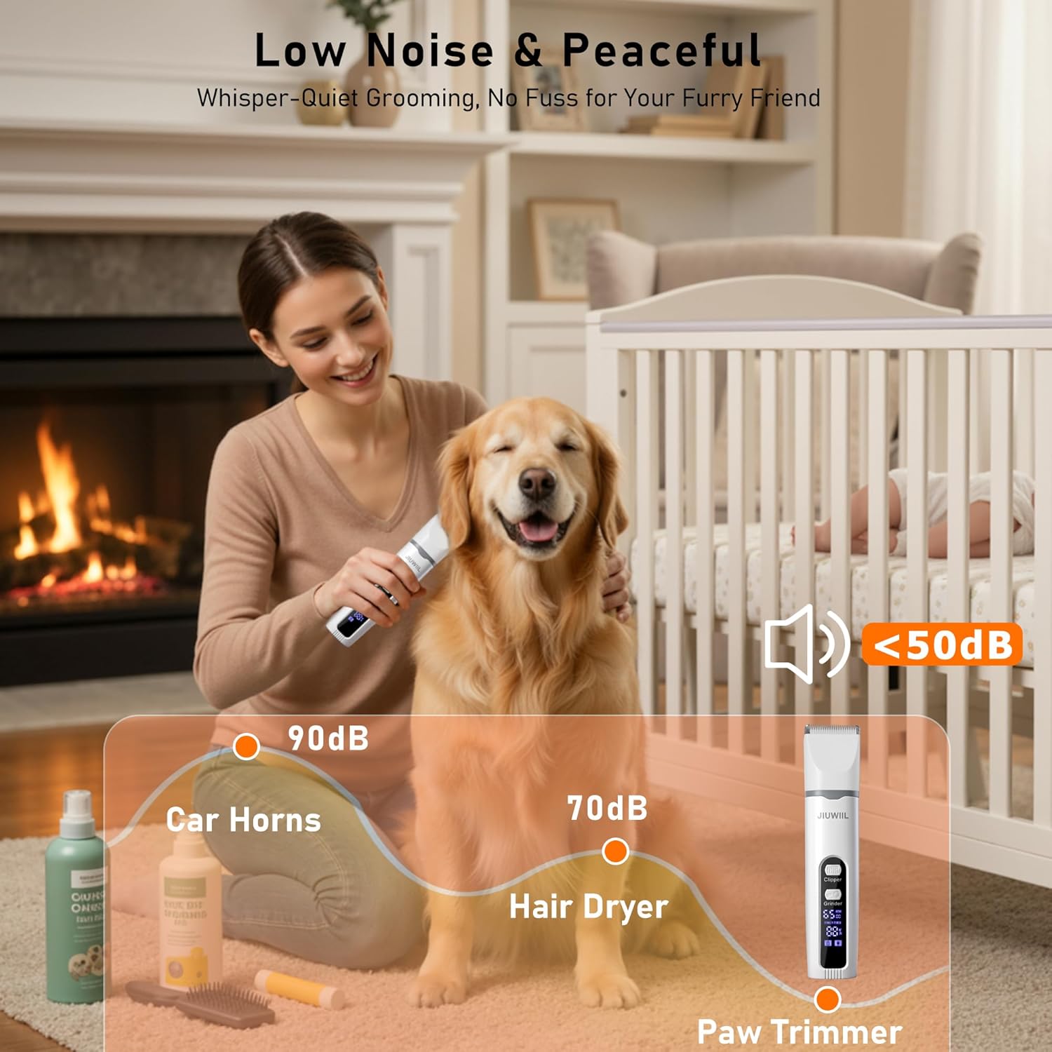 Thumbnail 5 de JIUWIIL 4-in-1 Hundepflege-Set mit Hundeschermaschine, LCD-Display & Trimmerköpfen