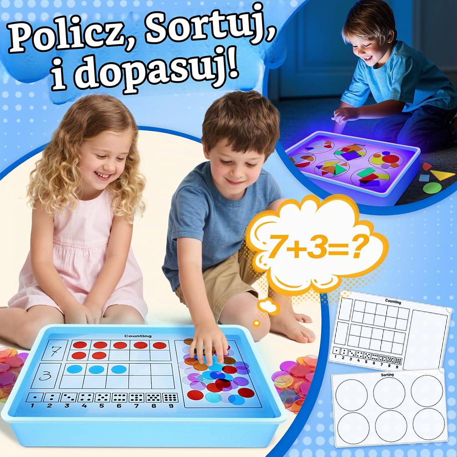 Detalle de Yellcetoy sensoryczny stolik świetlny do rysowania, 11 trybów i zestaw 192 elementów