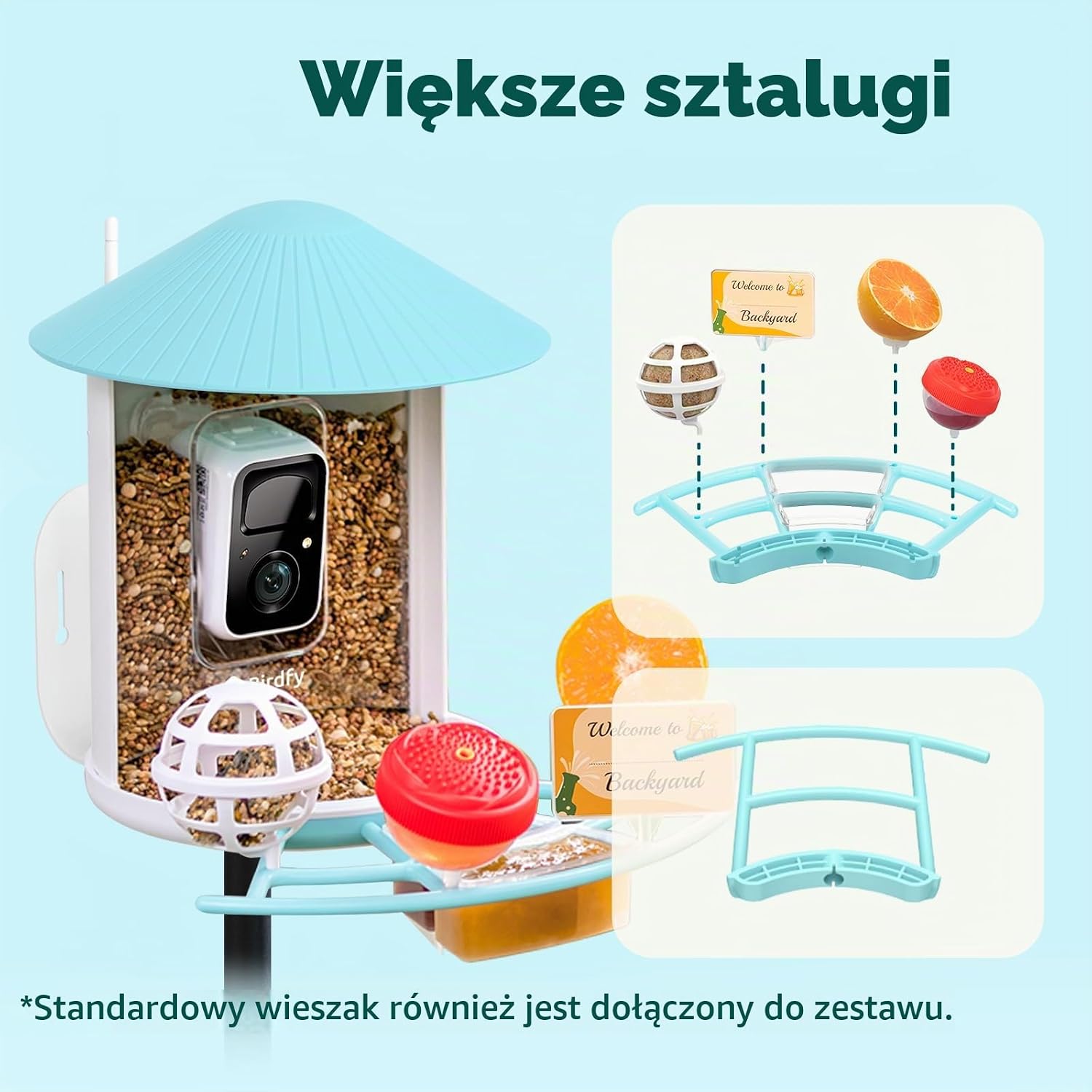 Detalle de NETVUE EAMZ-4061-LSPB karmnik dla ptaków z kamerą 1080p i panelem słonecznym