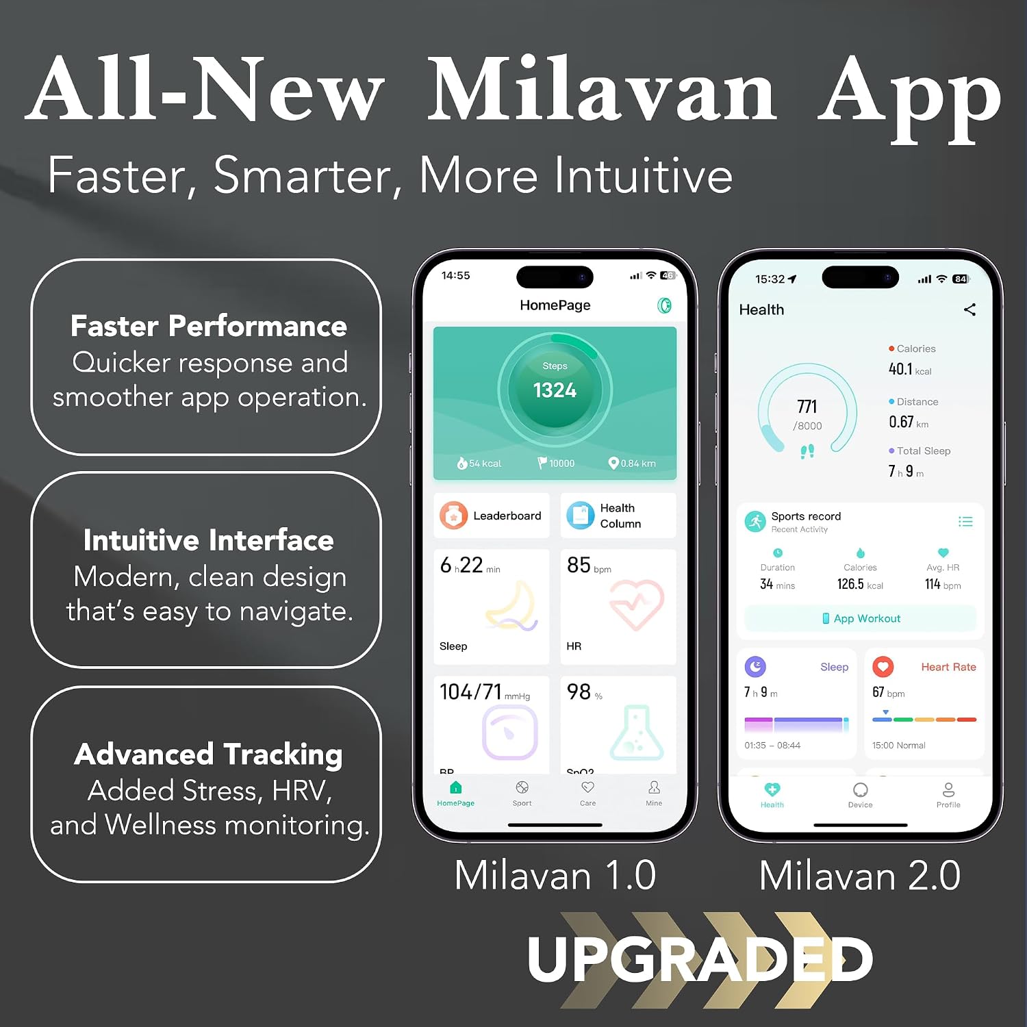 Thumbnail 6 de Milavan TK20 Smart Health Ring, New Gold, Sleep and Activity Tracking