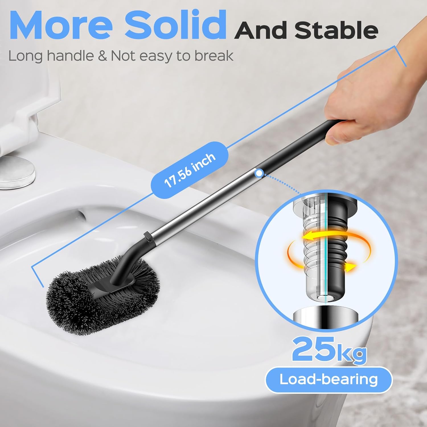 Thumbnail 5 de HAMITOR Toilet Plunger and Brush Set (2-in-1) Stainless Steel Rustproof Combo