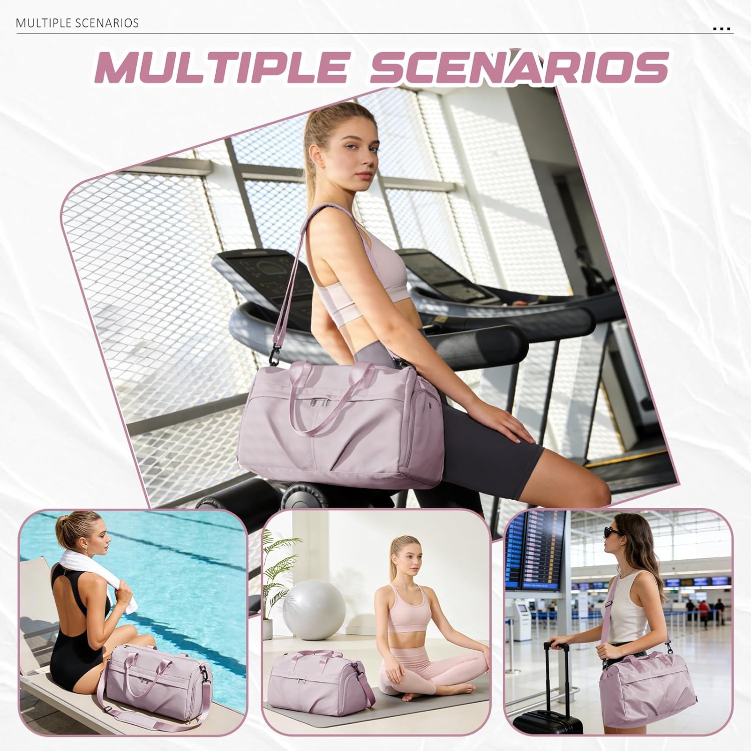 Thumbnail 5 de WEPLAN Gym Bag: Lotus Pink Waterproof Duffle for Workouts, Travel and More