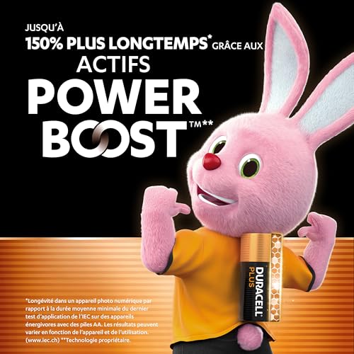 Detalle de Duracell AA Plus – Lot de 12 piles alcalines LR06 1,5 V, performance prolongée