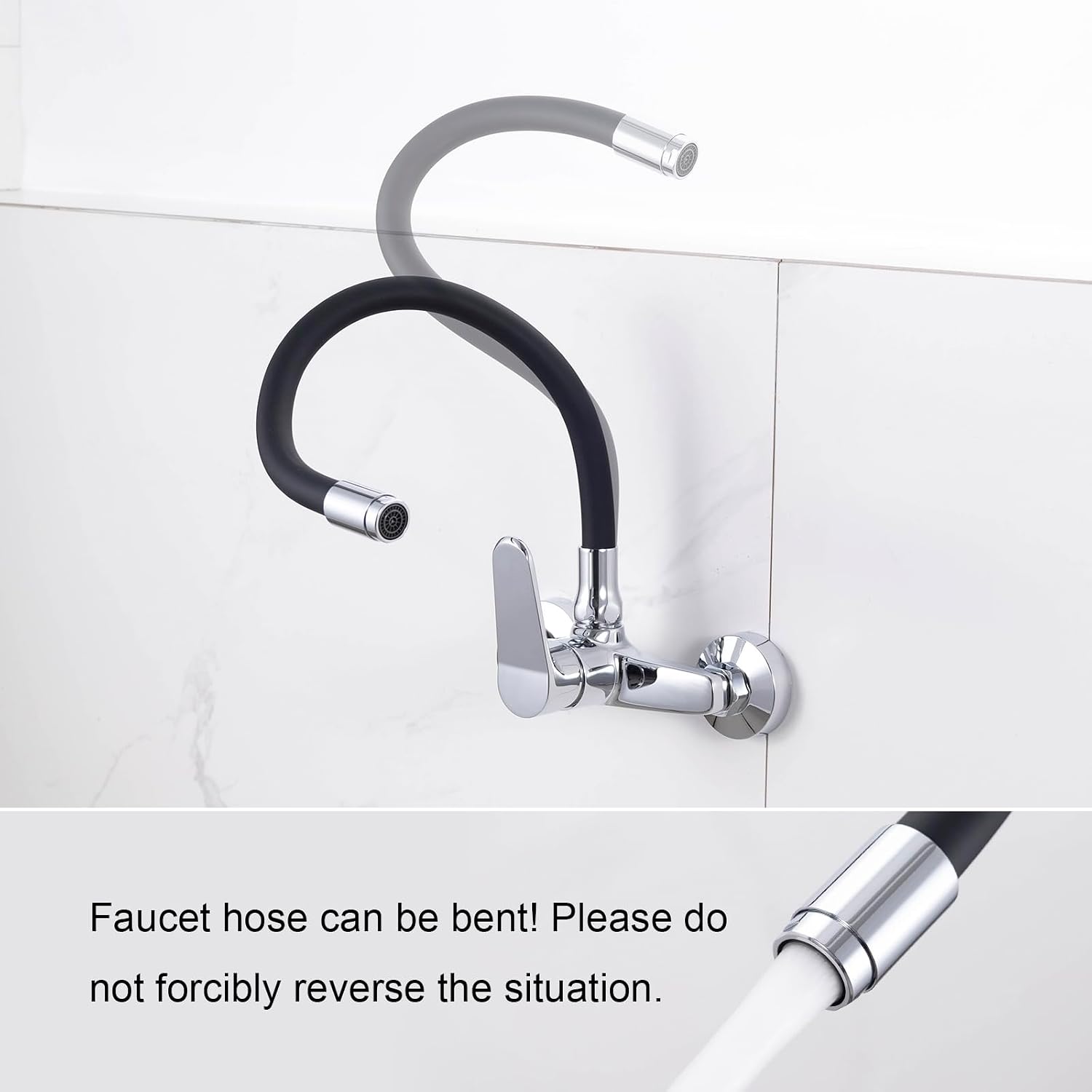 Thumbnail 4 de Ibergrif M16559-2 Wall-Mounted Kitchen Tap, Black, 360° Swivel
