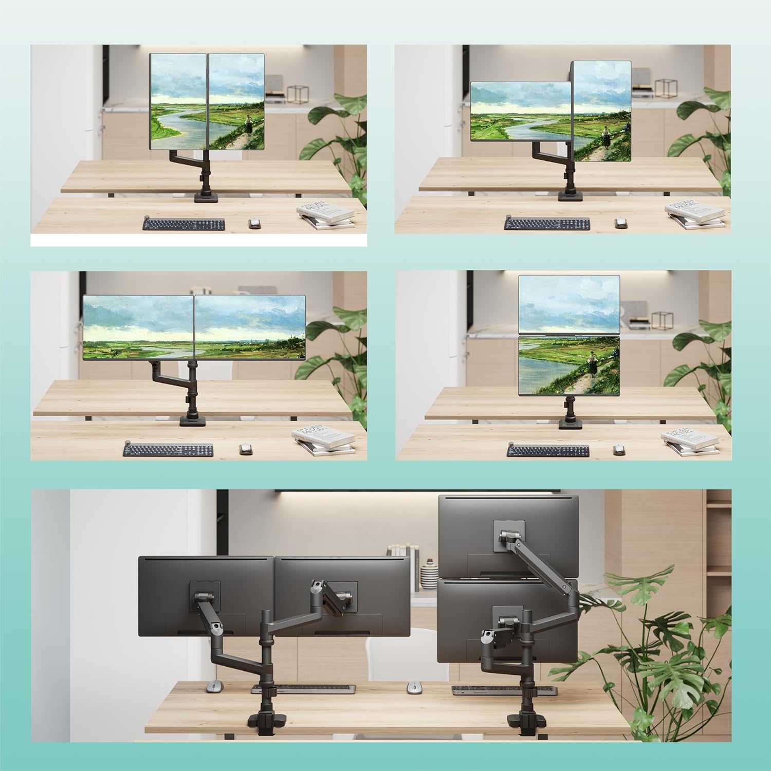 Thumbnail 1 de WALI Dual Monitor Arm Desk Mount (GSDM002XL) for 17–49 inch Ultrawide Screens