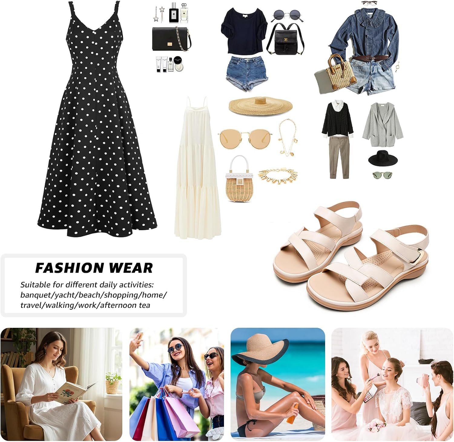 Thumbnail 6 de Sandalen Damen Sommer Freizeit Flach Sandaletten – Bequem & Vielseitig
