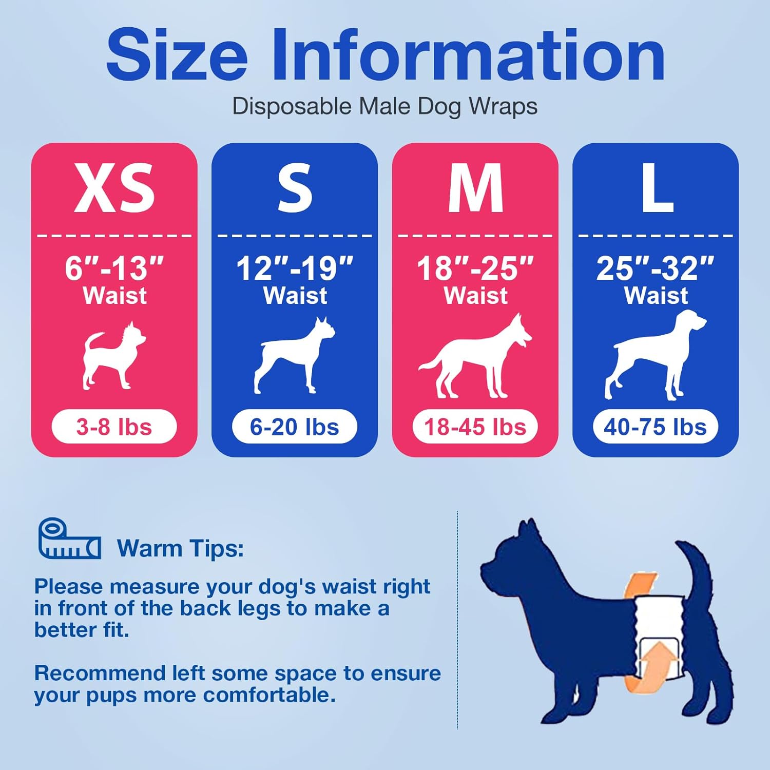 Thumbnail 5 de MICOOYO pannolini usa e getta per cani maschi con indicatore di umidità (confezione da 20, 4 taglie)