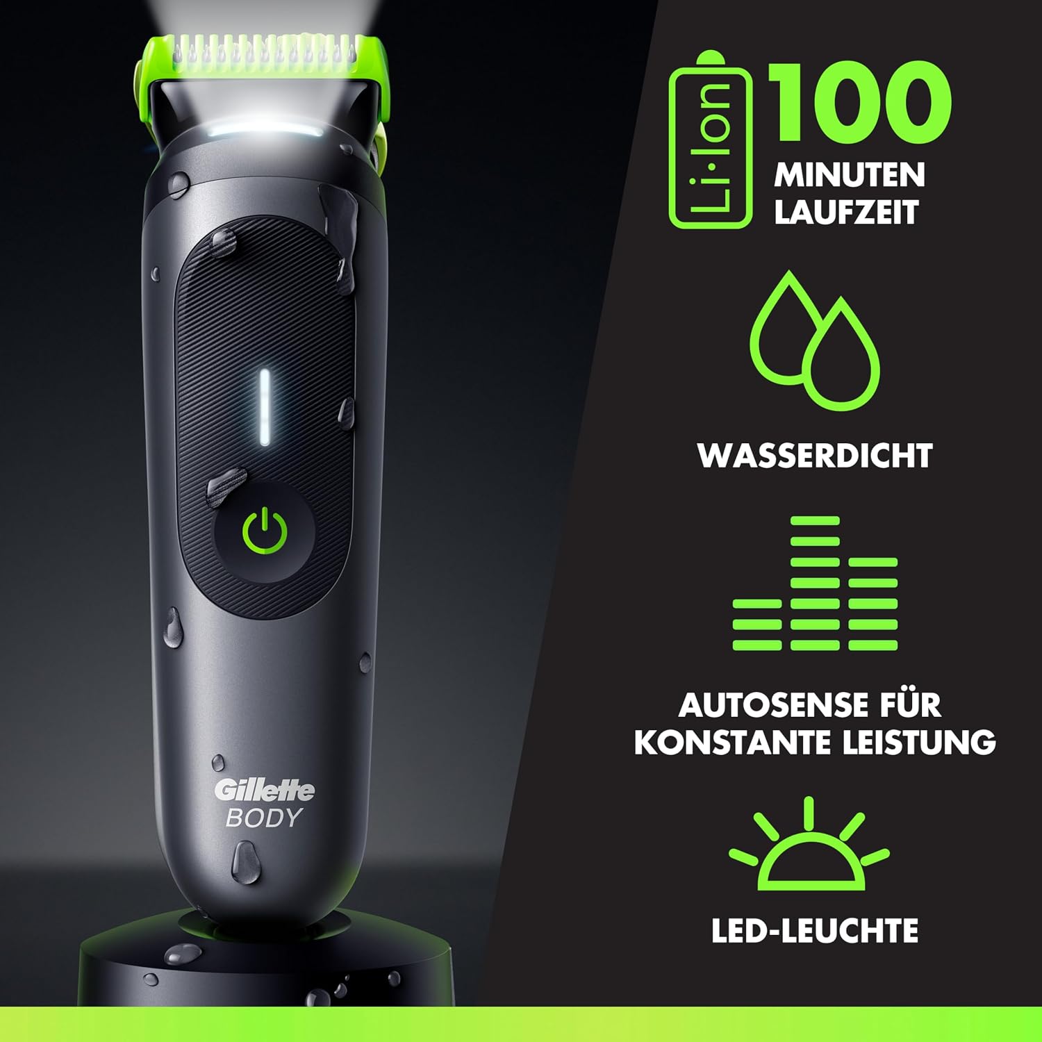 Detalle de GilletteLabs i7 Body + Intimate Trimmer Herren – SkinFirst-Technologie, AquaGrip & LED-Licht