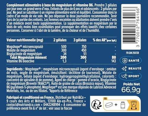 Detalle 2 de NUTRI & CO Magnésium Bisglycinate Malate & Liposome vitamine B6 — 120 gélules