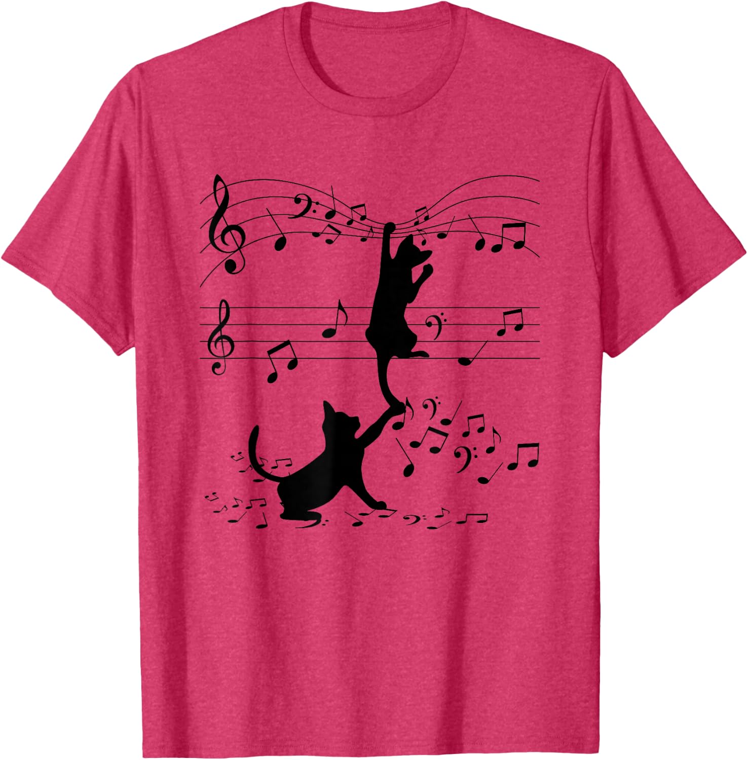 Detalle de T-Shirt Chats Noirs Musiciens Art – Tee léger au design félin et musique