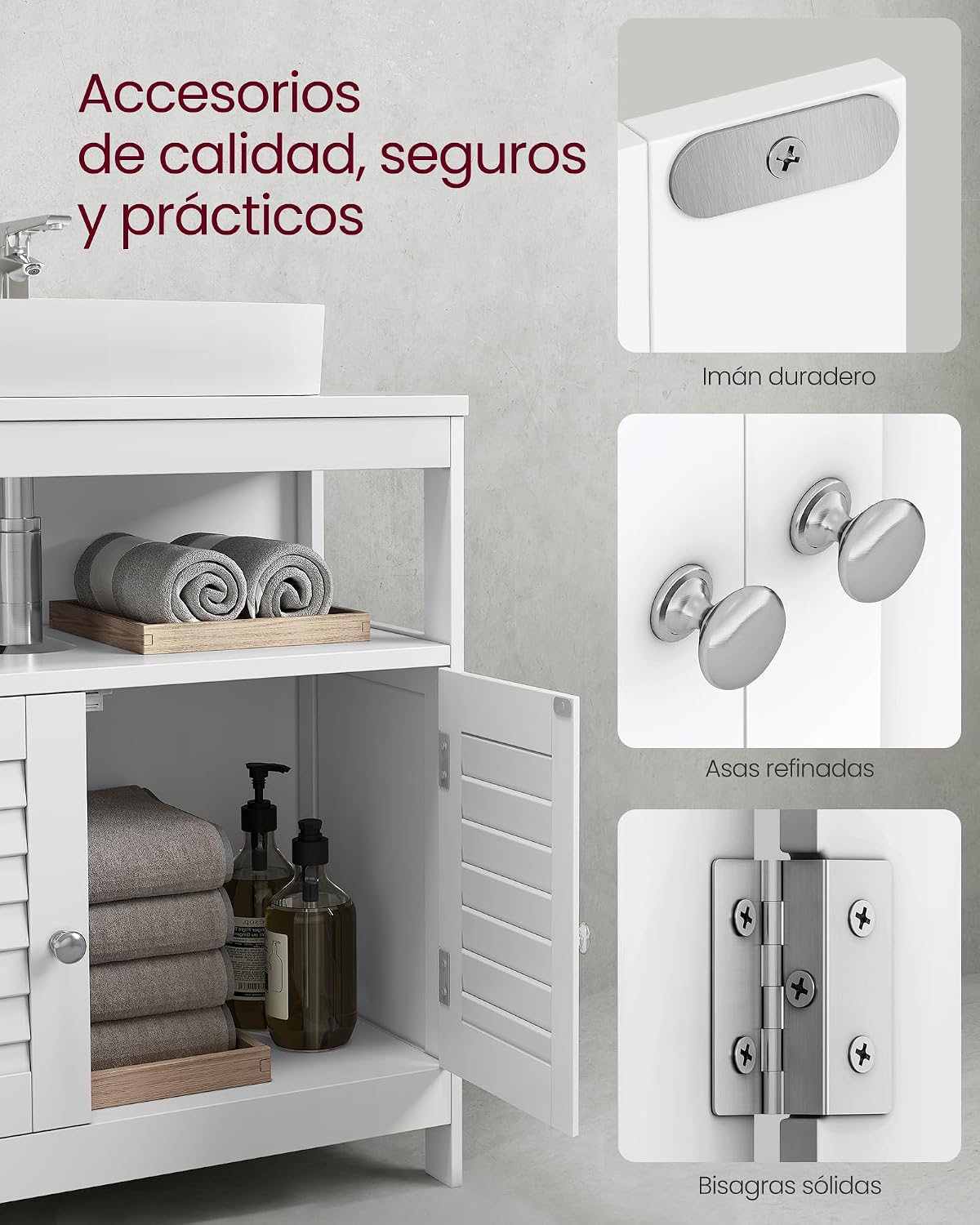 Thumbnail 5 de VASAGLE BBC02WT mueble bajo lavabo 30 x 60 x 60 cm