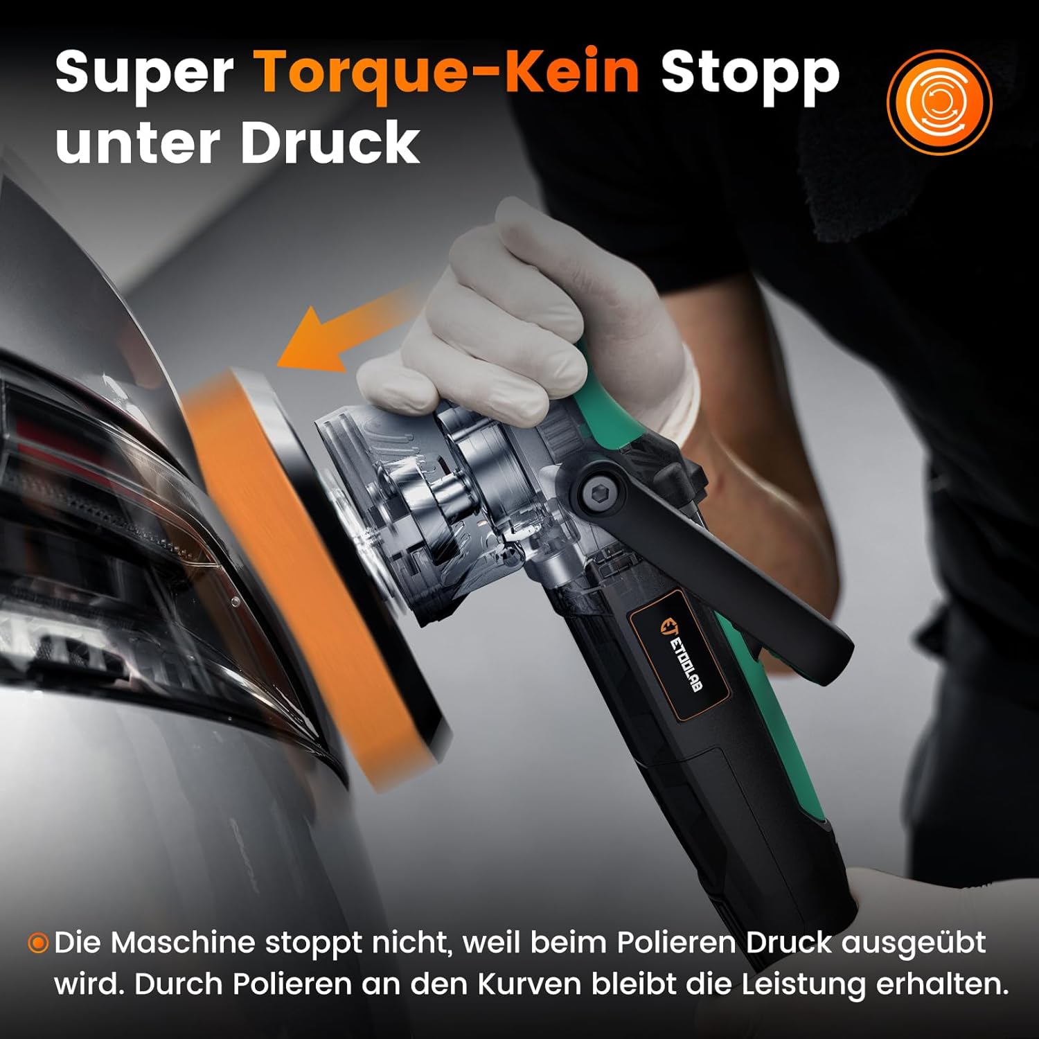 Detalle de ETOOLAB Auto Poliermaschine PD5 – exzentrische Poliermaschine mit 9 mm Hub, 700 W und 6 Geschwindigkeiten